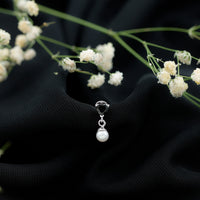Real Black Onyx and Freshwater Pearl Helix Drop Earring