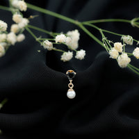 Real Black Onyx and Freshwater Pearl Helix Drop Earring