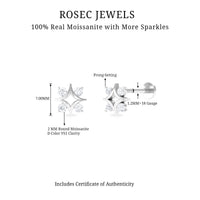 Round Moissanite Star Earring for Helix Piercing