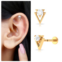 Certified Moissanite Triangle Tragus Earring