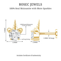 Cute Moissanite Unicorn Helix Earring for Women