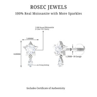 Unique Moissanite Star Drop Earring for Cartilage Piercing