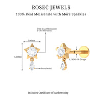 Unique Moissanite Star Drop Earring for Cartilage Piercing