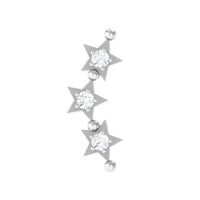 Moissanite Triple Star Ear Climber Earring
