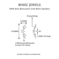 Moissanite Triple Star Ear Climber Earring