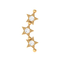 Moissanite Triple Star Ear Climber Earring