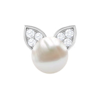 Cute Freshwater Pearl and Diamond Cat Cartilage Earring