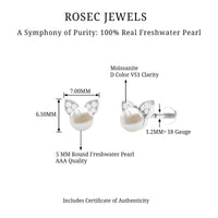 Cute Freshwater Pearl and Diamond Cat Cartilage Earring