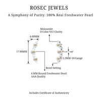Simple Freshwater Pearl and Moissanite Climber Earring