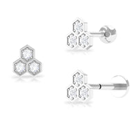 Dainty Diamond Geometric Helix Earring