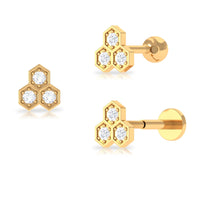 Dainty Diamond Geometric Helix Earring