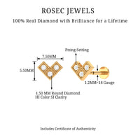 Round Diamond V Shape Earring for Helix Earring