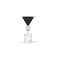 Unique Diamond Triangle Helix Drop Earring with Black Enamel