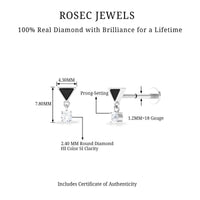 Unique Diamond Triangle Helix Drop Earring with Black Enamel