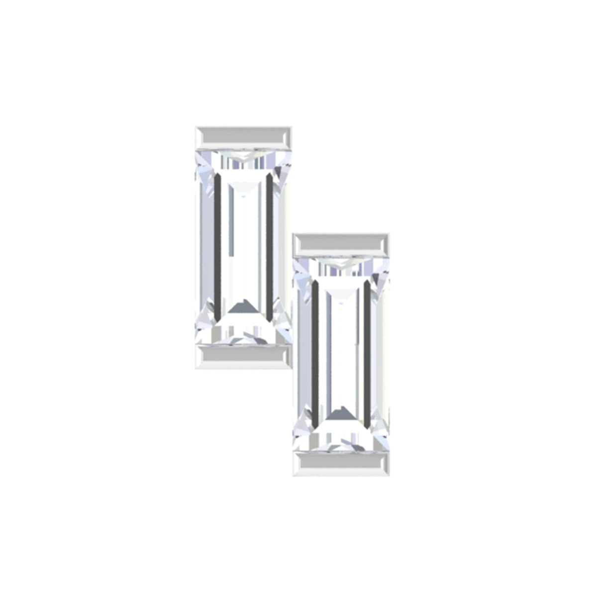 Dainty Baguette Moissanite 2 Stone Earring for Helix Piercing