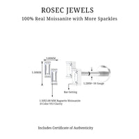 Dainty Baguette Moissanite 2 Stone Earring for Helix Piercing