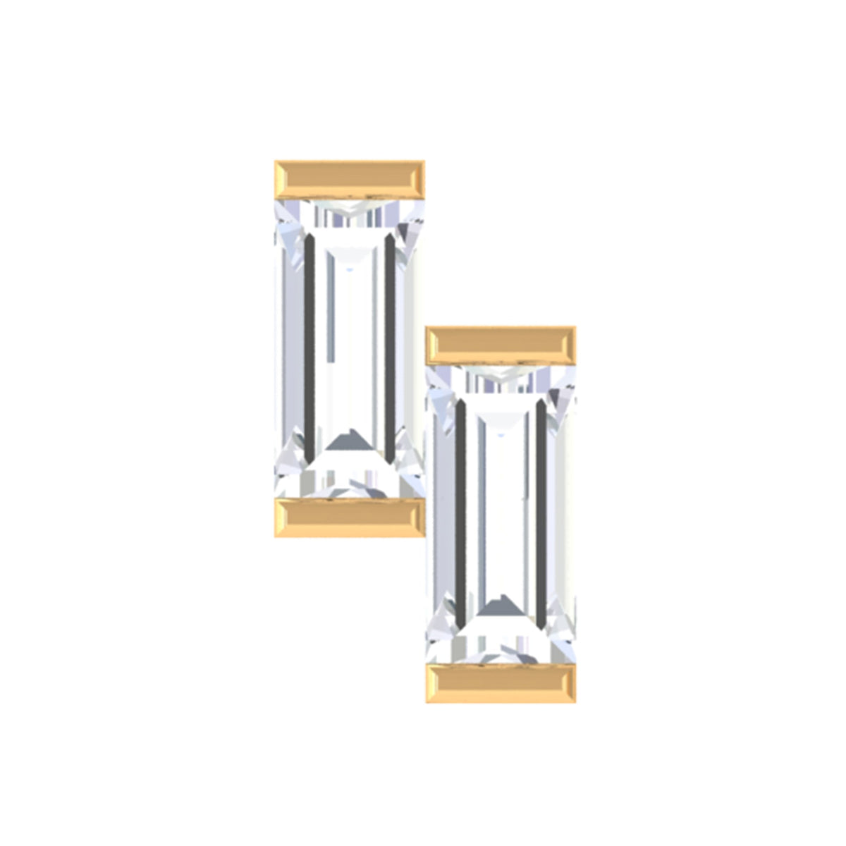 Dainty Baguette Moissanite 2 Stone Earring for Helix Piercing