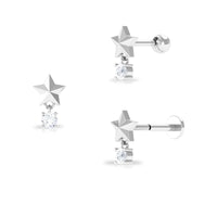 Exquisite Diamond Star Drop Earring for Helix Piercing