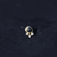 Genuine Diamond and Black Enamel Unique Tragus Earring