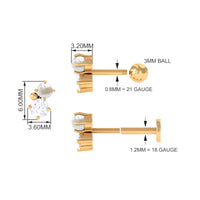Tiny Freshwater Pearl and Diamond Two Stone Tragus Earring