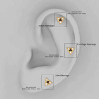 Round Diamond Triangle Cartilage Earring with Black Enamel