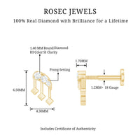 Real Diamond Music Note Earring for Cartilage Piercing