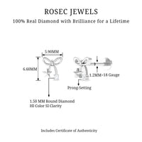 Natural Diamond Bow Cartilage Earring with Star