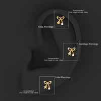 Natural Diamond Bow Cartilage Earring with Star