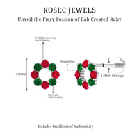 Lab Created Ruby and Created Emerald Wreath Helix Earring