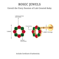 Lab Created Ruby and Created Emerald Wreath Helix Earring