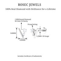 Genuine Round Cut Diamond Tiny Chevron Earring