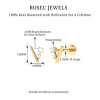 Genuine Round Cut Diamond Tiny Chevron Earring