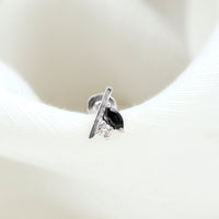 Contemporary Lab Grown Black and White Diamond Helix Earring