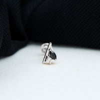 Contemporary Lab Grown Black and White Diamond Helix Earring