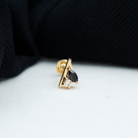 Contemporary Lab Grown Black and White Diamond Helix Earring