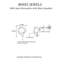 Baguette and Round Moissanite Open Circle Cartilage Earring