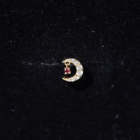Natural Ruby and Lab Diamond Crescent Moon Helix Earring