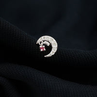 Natural Ruby and Lab Diamond Crescent Moon Helix Earring