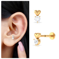 Round Moissanite Heart Tragus Earring
