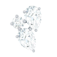 Pear and Round Cut Moissanite Cluster Helix Earring
