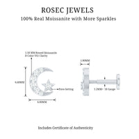 Moissanite Moon and Star Cartilage Earring