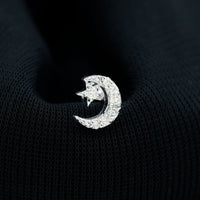 Moissanite Moon and Star Cartilage Earring