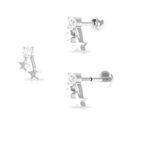 Round Diamond Solitaire Star Cartilage Earring