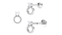 Round Diamond Beaded Circle Tragus Earring