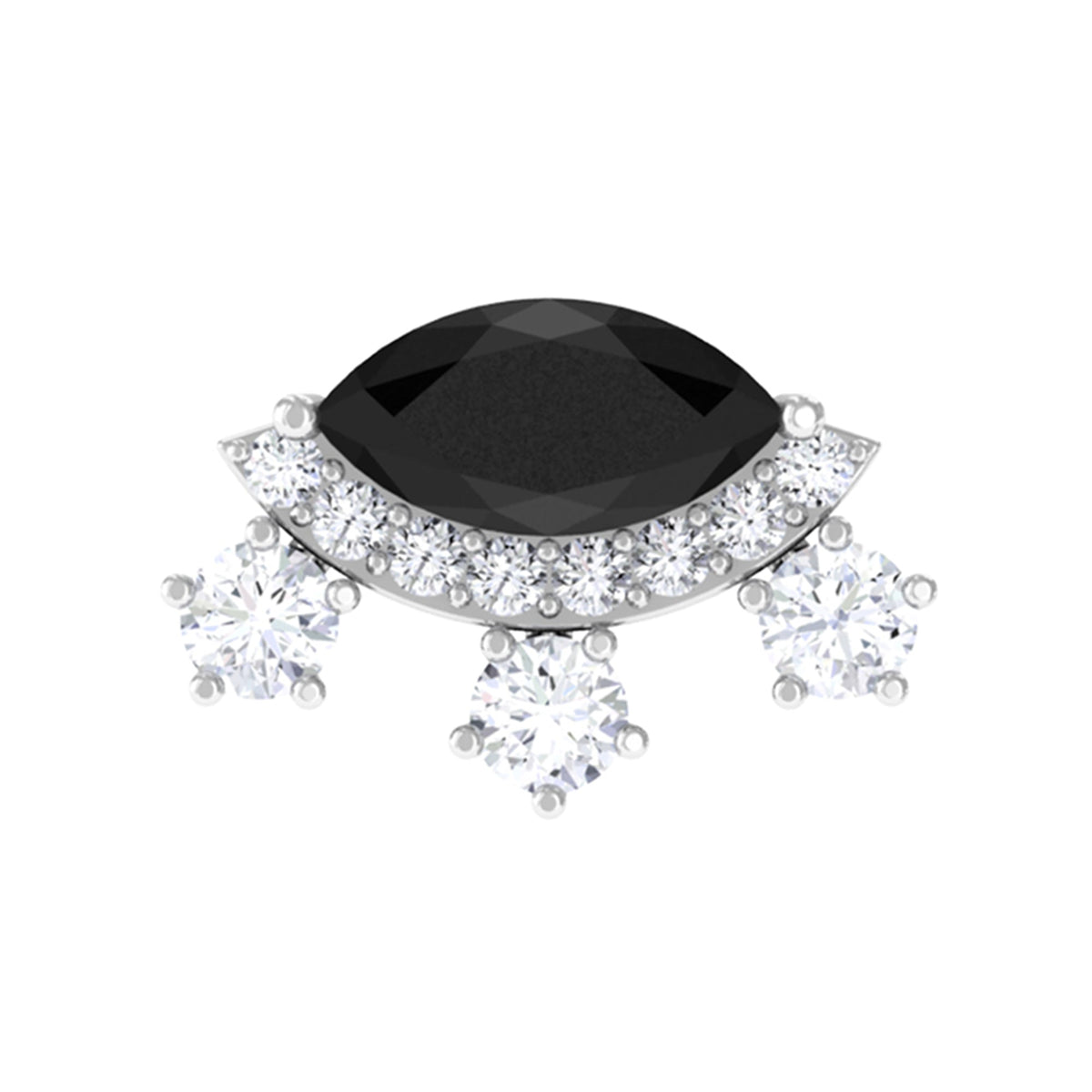 Genuine Black Onyx Gothic Cartilage Earring with Diamond