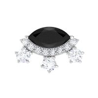 Genuine Black Onyx Gothic Cartilage Earring with Diamond