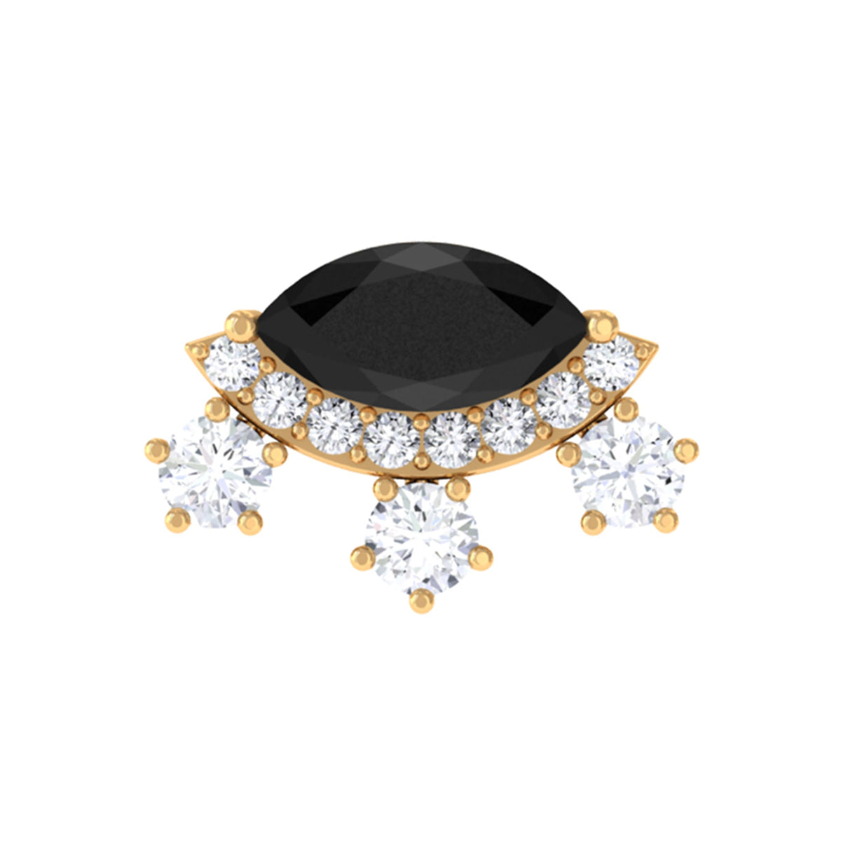 Genuine Black Onyx Gothic Cartilage Earring with Diamond