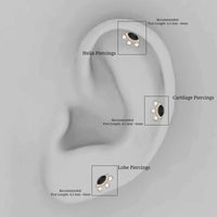 Genuine Black Onyx Gothic Cartilage Earring with Diamond