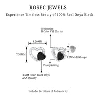 Heart Shape Black Onyx and Moissanite Cartilage Earring