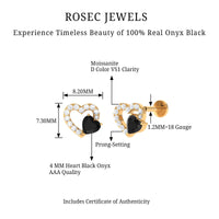Heart Shape Black Onyx and Moissanite Cartilage Earring